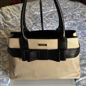Kate Spade Two-Tone Bow Tote Bag - Black & Cream